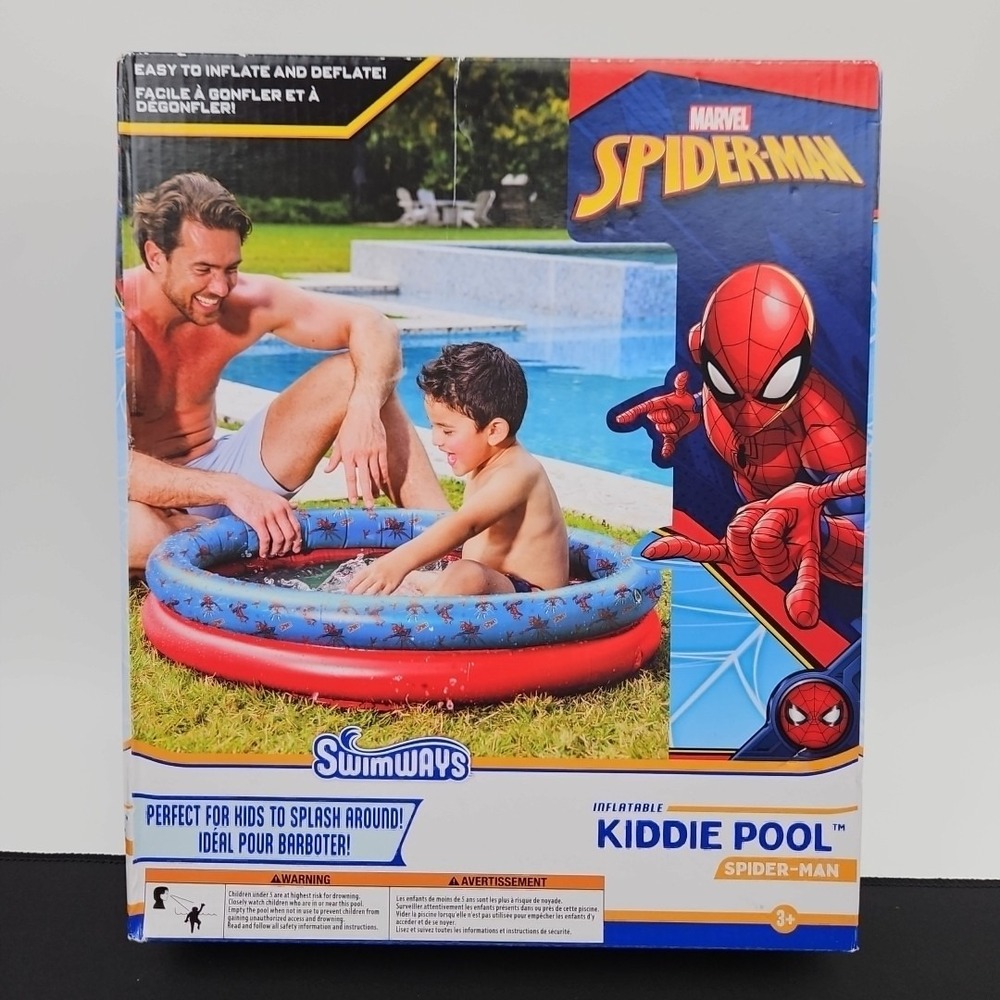 Marvel‎ Spiderman Inflatable Kiddie Pool 2 Ring Spider-Man Monogram New